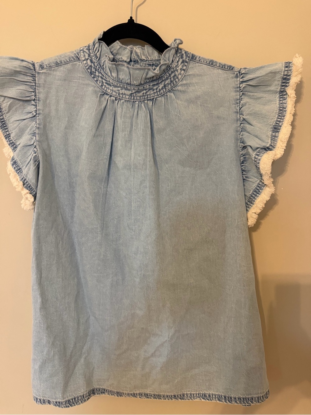 🌸THML Light Blue Ruffle Sleeve Smocked Neck Top🌸NEW - Picture 2 of 7